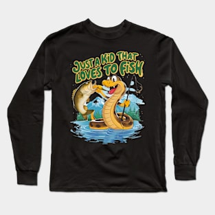 Whimsical Snake and Fish Long Sleeve T-Shirt